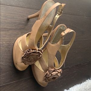 Tan sling back heels